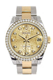 Rolex Datejust 31 Champagne Jubilee design Diamond Dial Diamond Bezel Yellow Gold Two Tone Watch 178383