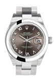 Rolex Datejust 28 Dark Grey Roman Dial Stainless Steel Ladies Watch 279160 NP