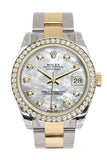 Rolex Datejust 31 White mother-of-pearl Diamond Dial Diamond Bezel Yellow Gold Two Tone Watch 178383