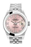 Rolex Datejust 28 Pink Roman Dial Steel Jubilee Ladies Watch 279160 NP