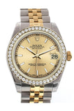 Rolex Datejust 31 Champagne Dial Diamond Bezel Jubilee Yellow Gold Two Tone Watch 178383