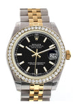 Rolex Datejust 31 Black Dial Diamond Bezel Jubilee Yellow Gold Two Tone Watch 178383