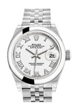 Rolex Datejust 28 White Roman Dial Steel Jubilee Ladies Watch 279160 NP