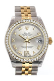 Rolex Datejust 31 Silver Large Vi Diamonds Dial Diamond Bezel Jubilee Yellow Gold Two Tone Watch