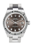 Rolex Datejust 28 Dark Grey Diamonds Dial Fluted Bezel Steel Ladies Watch 279174
