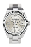 Rolex Datejust 28 Silver Roman Large VI set with Diamonds Dial Fluted Bezel Steel Ladies Watch 279174