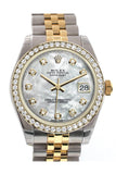 Rolex Datejust 31 White mother-of-pearl Diamond Dial Diamond Bezel Jubilee Yellow Gold Two Tone Watch 178383