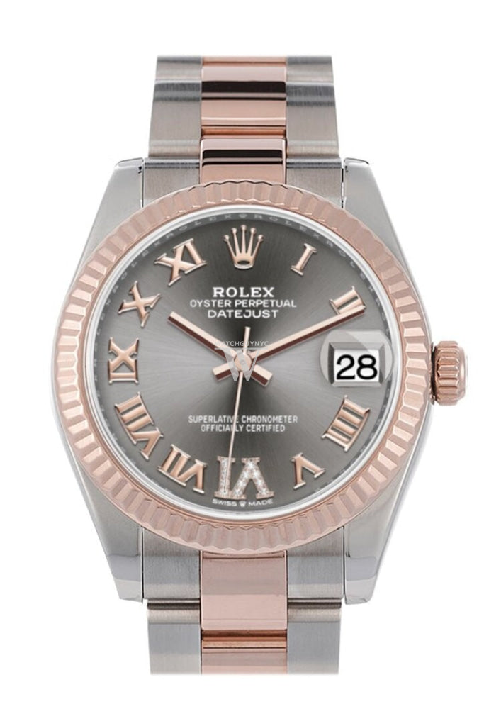 Rolex Datejust 31 Rhodium Large Vi Set With Diamonds Dial Fluted Bezel 18K Everose Gold Two Tone
