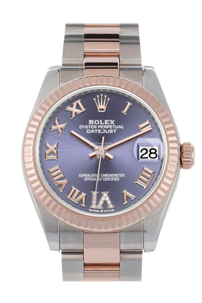 Rolex Datejust 31 Aubergine Large Vi Set With Diamonds Dial Fluted Bezel 18K Everose Gold Two Tone