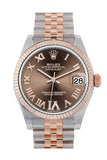 Rolex Datejust 31 Chocolate Large VI set with diamonds Dial Fluted Bezel 18K Everose Gold Two Tone Jubilee Watch 278271
