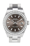 Rolex Datejust 28 Dark Grey Dial Diamond Bezel Steel Ladies Watch 279384RBR NP