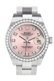 Rolex Datejust 28 Pink set with Diamonds Dial Diamond Bezel Steel Ladies Watch 279384RBR NP
