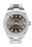 Rolex Datejust 28 Dark Grey set with Diamonds Dial Diamond Bezel Steel Ladies Watch 279384RBR NP