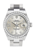Rolex Datejust 28 Silver Roman Large VI set with Diamonds Dial Diamond Bezel Steel Ladies Watch 279384RBR NP