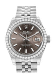 Rolex Datejust 28 Dark Grey Dial Diamond Bezel Steel Jubilee Ladies Watch 279384RBR NP