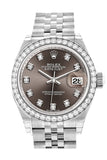 Rolex Datejust 28 Dark Grey set with Diamonds Dial Diamond Bezel Steel Jubilee Ladies Watch 279384RBR NP