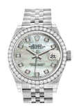 Rolex Datejust 28 Pearl set with Diamonds Dial Diamond Bezel Steel Jubilee Ladies Watch 279384RBR NP