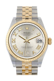 Rolex Datejust 31 Silver Large VI set with Diamonds Dial Fluted Bezel 18K Yellow Gold Two Tone Jubilee Watch 278273 NP