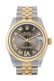 Rolex Datejust 31 Dark Grey Large VI set with Diamonds Dial Fluted Bezel 18K Yellow Gold Two Tone Jubilee Watch 278273 NP
