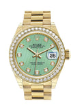 Rolex Datejust 28 Mint Diamond Dial Diamond Bezel President Ladies Watch 279138RBR NP