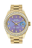 Rolex Datejust 28 Lavendar Diamond Dial Diamond Bezel President Ladies Watch 279138RBR NP
