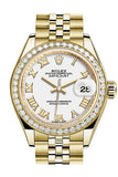 Rolex Datejust 28 White Roman Dial Diamond Bezel Jubilee Ladies Watch 279138RBR NP