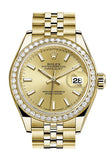Rolex Datejust 28 Champagne Dial Diamond Bezel Jubilee Ladies Watch 279138RBR NP