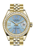 Rolex Datejust 28 Cornlower blue Large Roman Diamond Dial Diamond Bezel Jubilee Ladies Watch 279138RBR 279138 NP
