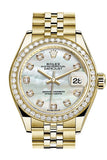 Rolex Datejust 28 Pearl Dia Diamond Dial Diamond Bezel Jubilee Ladies Watch 279138RBR NP