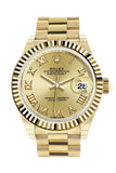 Rolex Datejust 28 Champagne Roman Dial Fluted Bezel President Ladies Watch 279178 NP