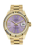 Rolex Datejust 28 Lilac Large Roman Roman Diamond Dial Fluted Bezel President Ladies Watch 279178 NP