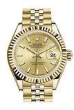 Rolex Datejust 28 Champagne Dial Fluted Bezel Jubilee Ladies Watch 279178 NP