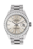 Rolex Datejust 28 Silver Dial Diamond Bezel President Ladies Watch 279136RBR 279136 NP