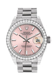 Rolex Datejust 28 Pink Dial Diamond Bezel President Ladies Watch 279136RBR 279136