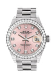 Rolex Datejust 28 Pink set with Diamonds Dial Diamond Bezel President Ladies Watch 279136RBR 279136 NP