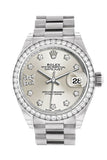 Rolex Datejust 28 Silver Diamond set in Star Dial Diamond Bezel President Ladies Watch 279136RBR 279136 NP