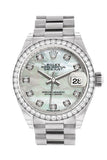 Rolex Datejust 28 Pearl Diamond Dial Diamond Bezel President Ladies Watch 279136RBR 279136 NP