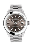 Rolex Datejust 28 Dark Grey Dial Dome Bezel President Ladies Watch 279166 NP