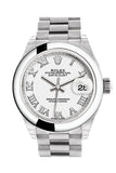 Rolex Datejust 28 White Roman Dial Dome Bezel President Ladies Watch 279166 NP