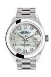 Rolex Datejust 28 Pearl Diamond Dial Dome Bezel President Ladies Watch 279166 NP