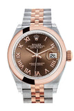 Rolex Datejust 28 Chocolate Roman Dial Jubilee Ladies Watch 279161 NP