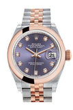 Rolex Datejust 28 Aubergine Diamond Dial Jubilee Ladies Watch 279161 NP