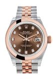 Rolex Datejust 28 Chocolate Diamond Dial Jubilee Ladies Watch 279161 NP