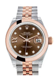 Rolex Datejust 28 Chocolate 9 diamonds set in star Dial Jubilee Ladies Watch 279161 NP