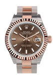 Rolex Datejust 28 Chocolate Dial Fluted Bezel Oyster Ladies Watch 279171 NP