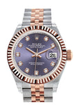 Rolex Datejust 28 Aubergine Diamond Dial Fluted Bezel Jubilee Ladies Watch 279171