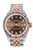 Rolex Datejust 28 Chocolate Diamond Dial Fluted Bezel Jubilee Ladies Watch 279171 NP