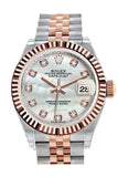 Rolex Datejust 28 Mother of Pearl Diamond Fluted Bezel Dial Jubilee Ladies Watch 279171 NP