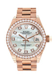 Rolex Datejust 28 Pearl set with Diamond Dial Diamond Bezel Rose Gold President Ladies Watch 279135RBR 279135 NP