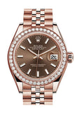 Rolex Datejust 28 Chocolate Dial Diamond Bezel  Rose Gold Jubilee Ladies Watch 279135RBR NP